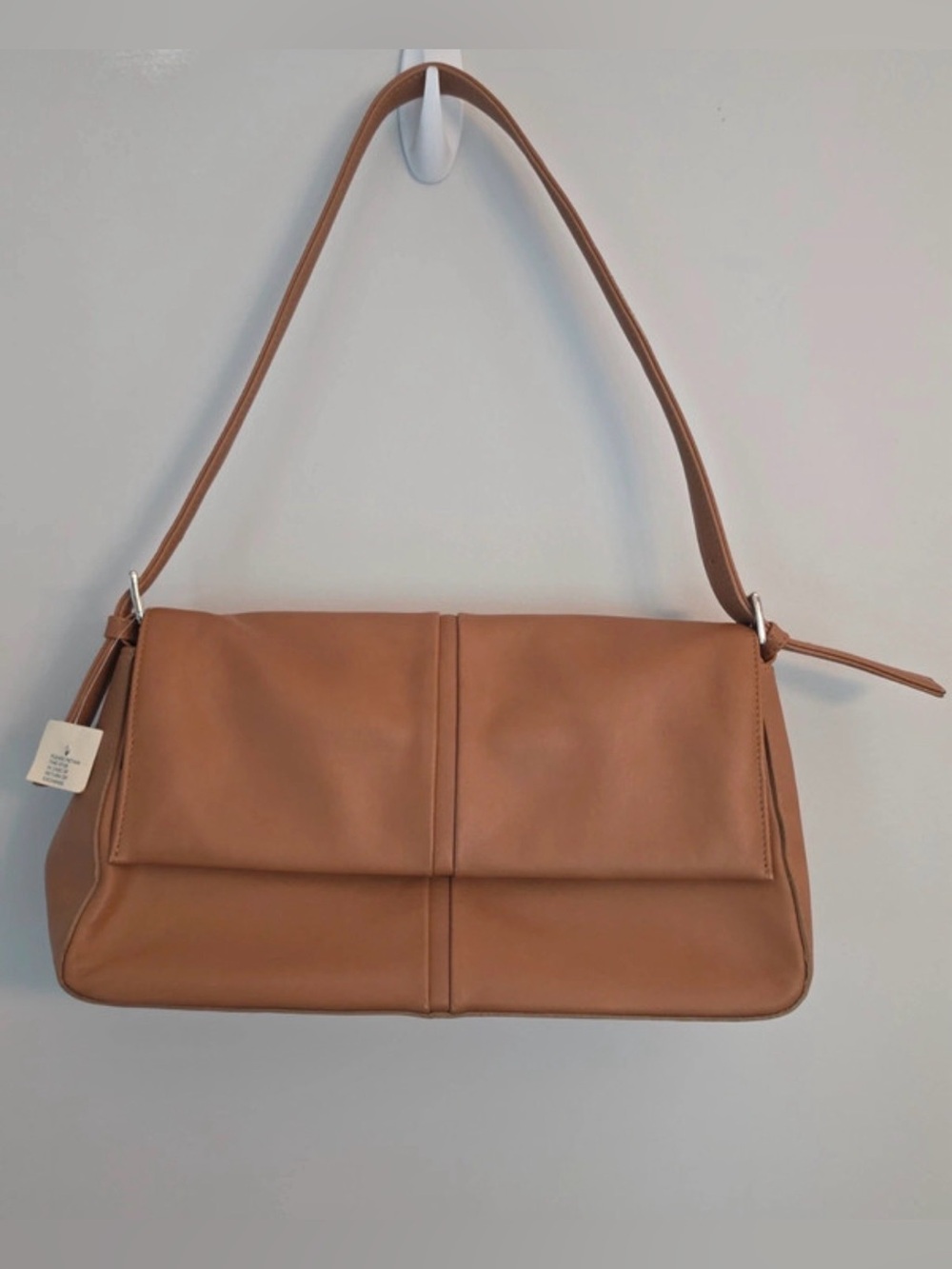 Y2K Vintage Ann Taylor Soft Camel Leather Shoulder Bag!